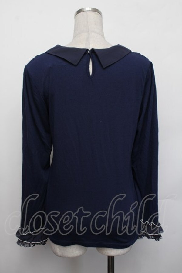 画像3: axes femme / 襟付きブラウスカットソー  紺 S-26-01-29-039-AX-TO-AS-ZS (3)