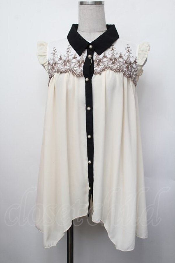 画像1: axes femme / ヨーク刺繍イレヘムチュニック  オフ S-26-01-29-040-AX-TO-AS-ZS (1)