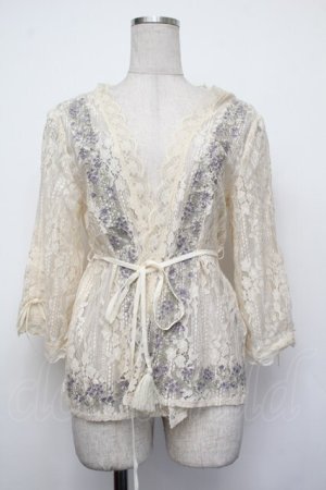 画像: axes femme / フラワー刺繍レースカーデ/ミュルーズ染織美術館コラボ  オフ S-26-01-29-043-AX-TO-AS-ZS