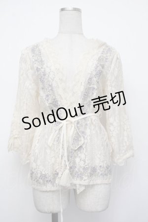 画像: axes femme / フラワー刺繍レースカーデ/ミュルーズ染織美術館コラボ  オフ S-26-01-29-043-AX-TO-AS-ZS