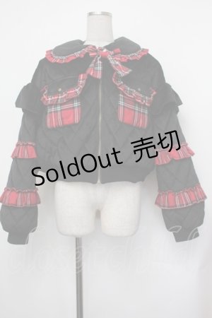 画像: axes femme kawaii / フリルキルティングブルゾン M 黒×赤チェック S-26-01-29-046-AX-JA-TE-ZS
