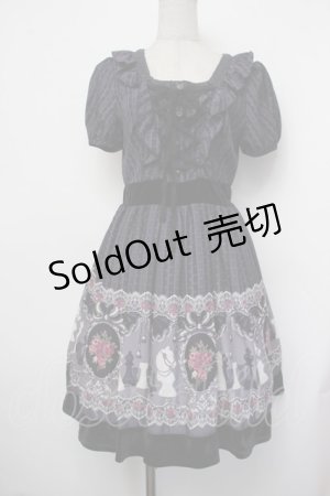 画像: axes femme / チェス柄ストライプレースワンピース  紫 S-26-01-29-049-AX-OP-AS-ZS