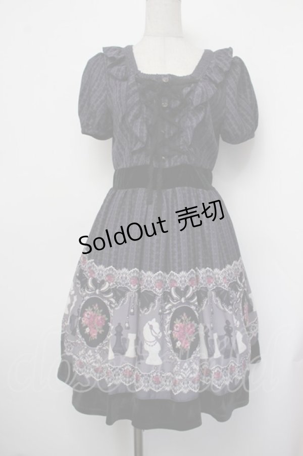 画像1: axes femme / チェス柄ストライプレースワンピース  紫 S-26-01-29-049-AX-OP-AS-ZS (1)