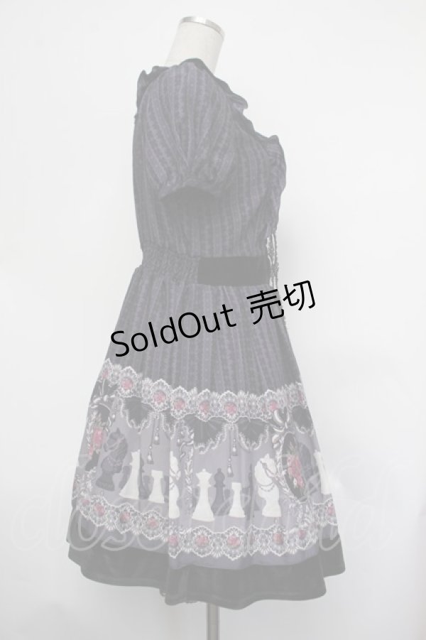 画像2: axes femme / チェス柄ストライプレースワンピース  紫 S-26-01-29-049-AX-OP-AS-ZS (2)