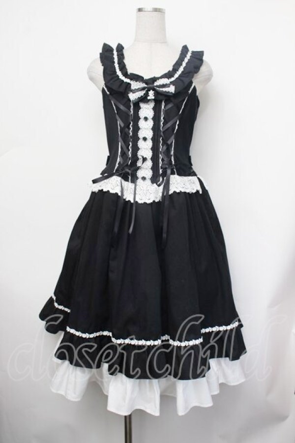 画像1: ALICE and the PIRATES / Adelineジャンパースカート  黒ｘ白 S-26-01-29-050-PA-OP-AS-ZS (1)