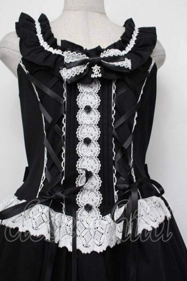 画像2: ALICE and the PIRATES / Adelineジャンパースカート  黒ｘ白 S-26-01-29-050-PA-OP-AS-ZS (2)