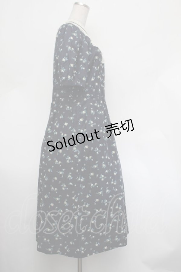 画像2: Jane Marple Dans Le Salon / ローズワンピース  紺 S-26-01-29-051-JM-OP-AS-ZS (2)