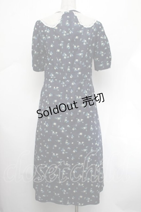 画像3: Jane Marple Dans Le Salon / ローズワンピース  紺 S-26-01-29-051-JM-OP-AS-ZS (3)