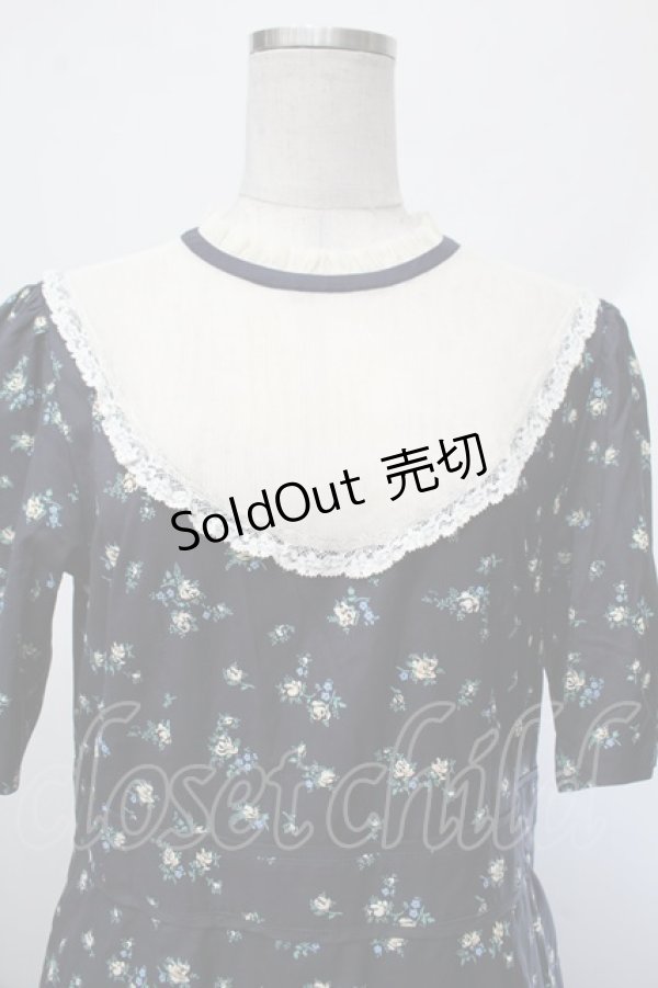 画像4: Jane Marple Dans Le Salon / ローズワンピース  紺 S-26-01-29-051-JM-OP-AS-ZS (4)