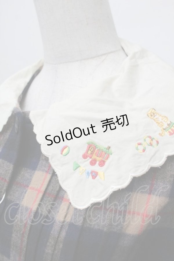 画像2: Jane Marple / Circus EMBカラーシャギーチェックドレス  ベージュｘ紺 S-26-01-29-053-JM-OP-AS-ZS (2)
