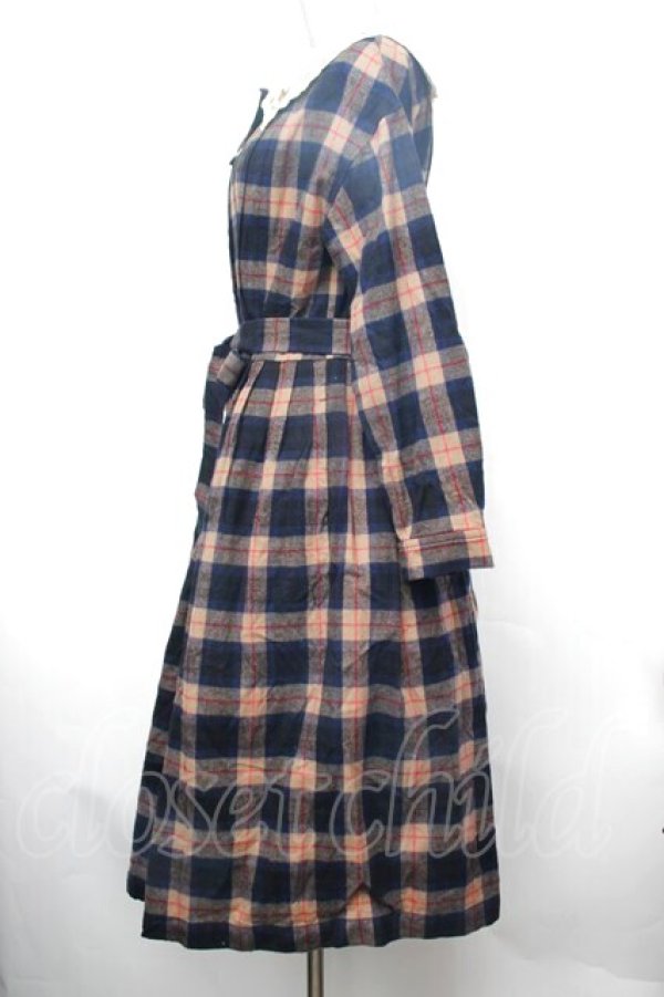 画像3: Jane Marple / Circus EMBカラーシャギーチェックドレス  ベージュｘ紺 S-26-01-29-053-JM-OP-AS-ZS (3)