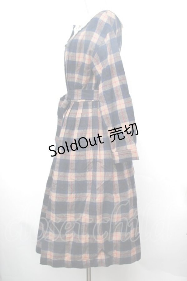 画像3: Jane Marple / Circus EMBカラーシャギーチェックドレス  ベージュｘ紺 S-26-01-29-053-JM-OP-AS-ZS (3)