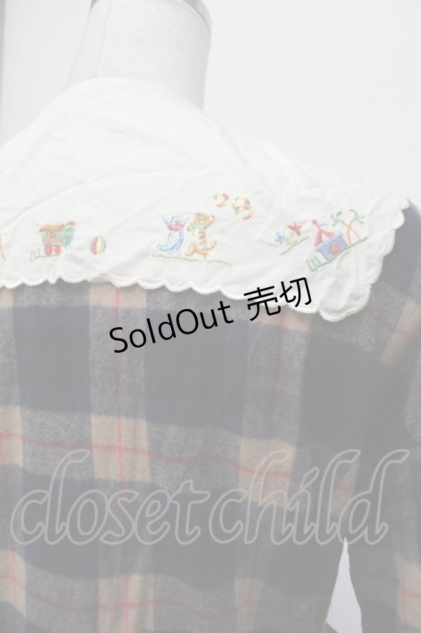 画像5: Jane Marple / Circus EMBカラーシャギーチェックドレス  ベージュｘ紺 S-26-01-29-053-JM-OP-AS-ZS (5)