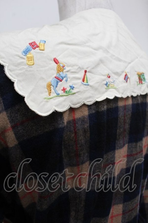 画像6: Jane Marple / Circus EMBカラーシャギーチェックドレス  ベージュｘ紺 S-26-01-29-053-JM-OP-AS-ZS (6)