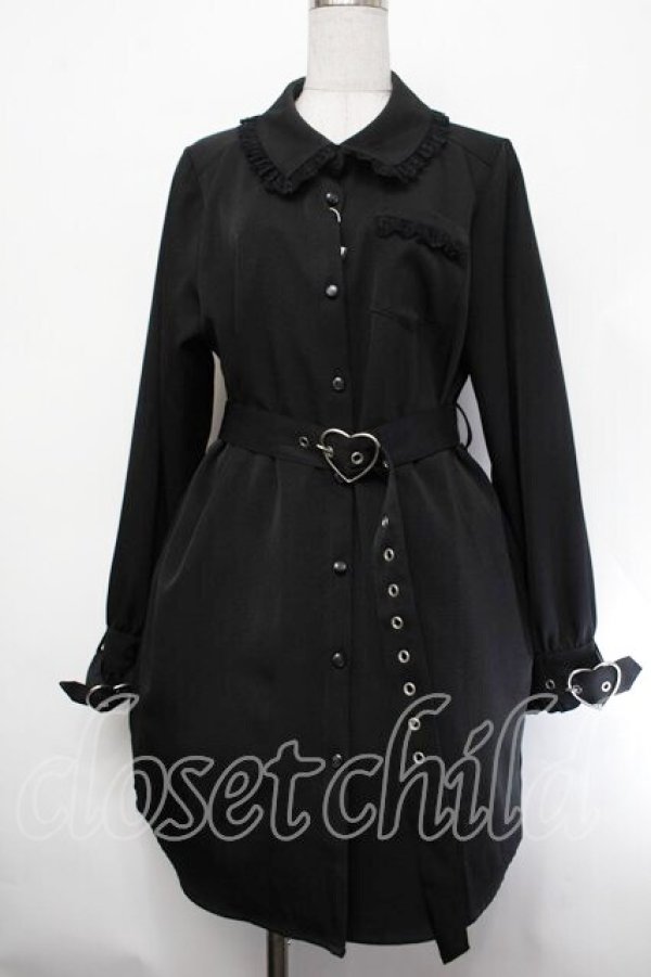 画像1: DearMyLove / ハートベルトレースシャツワンピ 3L 黒 S-26-01-29-054-EL-OP-TE-ZS (1)