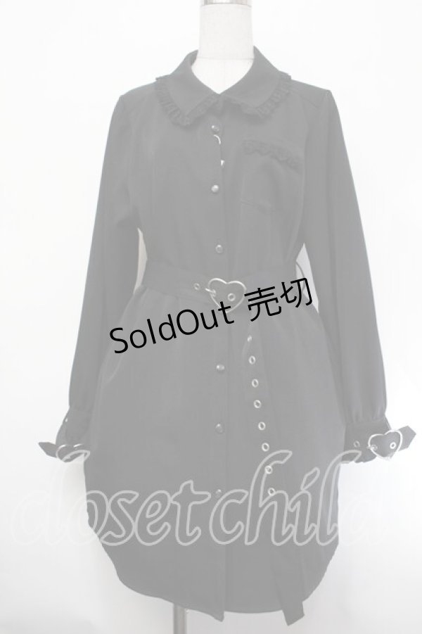 画像1: DearMyLove / ハートベルトレースシャツワンピ 3L 黒 S-26-01-29-054-EL-OP-TE-ZS (1)