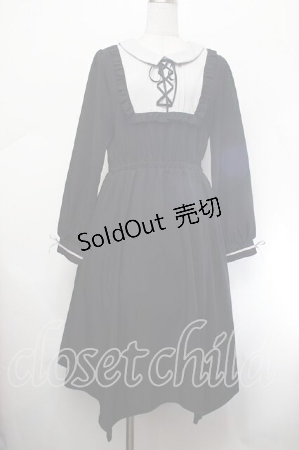 画像1: axes femme / ブロッキング風イレヘムワンピース  黒ｘグレー S-26-01-29-055-AX-OP-HR-ZS (1)