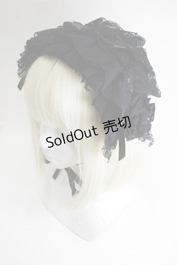 画像1: MARBLE / バラ付きレース地ボリュームヘッドドレス  黒 S-26-01-29-007-GO-AC-HR-ZS (1)