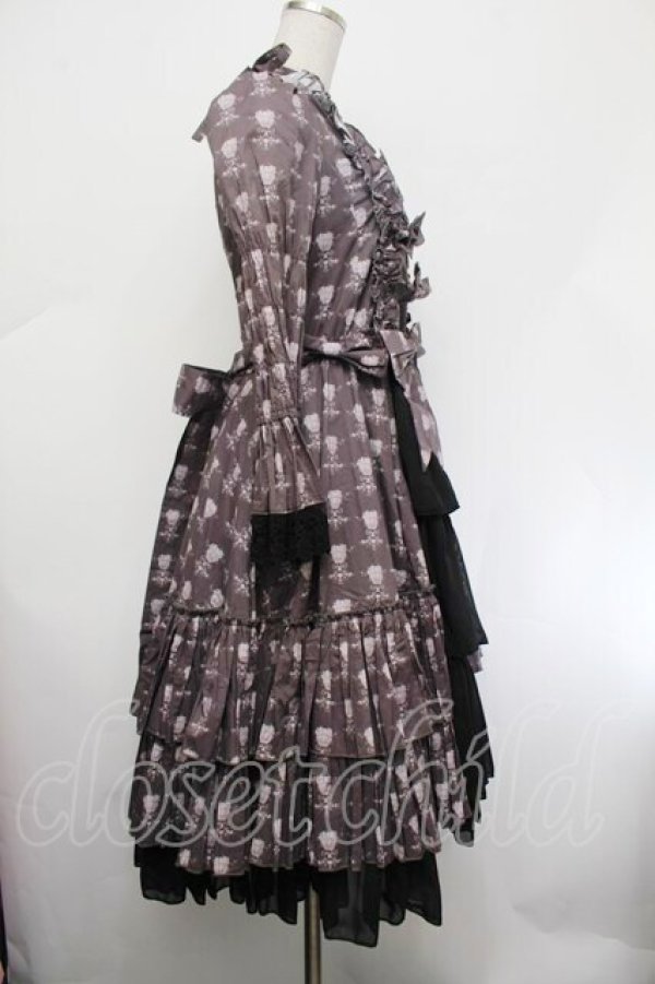 画像2: ATELIER PIERROT / Rosy Bouquet Dress  グレー S-26-01-29-056-EL-OP-HR-ZS (2)