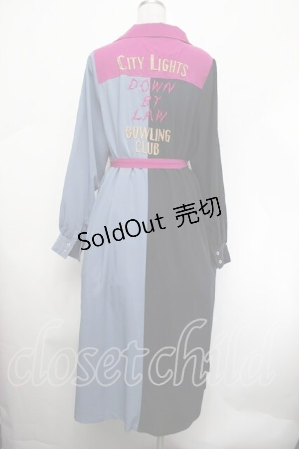 画像3: jouetie / 配色シャツワンピース M 黒×ブルーグレー×ピンク S-26-01-29-057-EL-TO-TE-ZS (3)