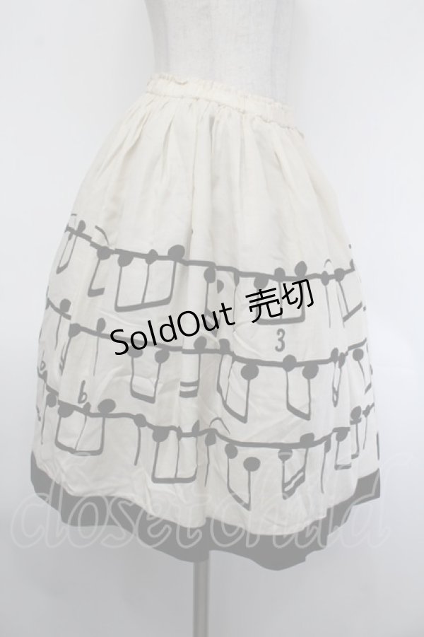 画像3: Jane Marple / Musical Noteのギャザースカート  オフｘ黒 S-26-01-29-058-JM-SK-AS-ZS (3)