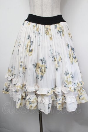 画像: axes femme / 薔薇柄プリーツフリルスカート  オフ S-26-01-29-060-AX-SK-AS-ZS