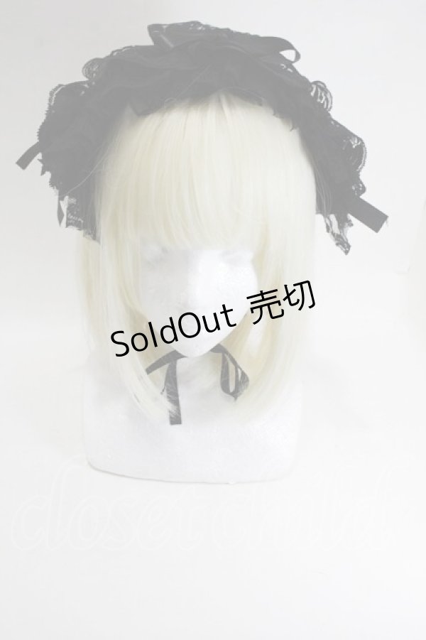 画像3: MARBLE / バラ付きレース地ボリュームヘッドドレス  黒 S-26-01-29-007-GO-AC-HR-ZS (3)