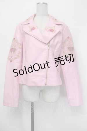 画像: DOLLS KILL / 刺繍ライダース  ピンク S-26-01-29-065-PU-JA-AS-ZS