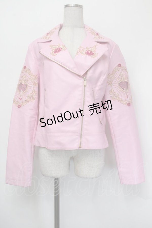 画像1: DOLLS KILL / 刺繍ライダース  ピンク S-26-01-29-065-PU-JA-AS-ZS (1)