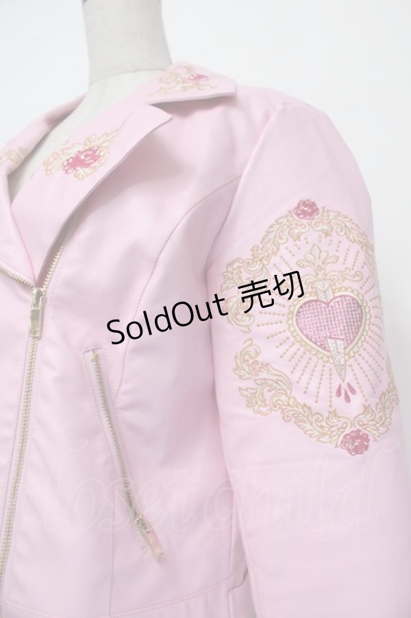 画像2: DOLLS KILL / 刺繍ライダース  ピンク S-26-01-29-065-PU-JA-AS-ZS (2)