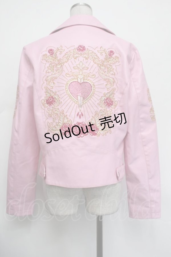 画像3: DOLLS KILL / 刺繍ライダース  ピンク S-26-01-29-065-PU-JA-AS-ZS (3)