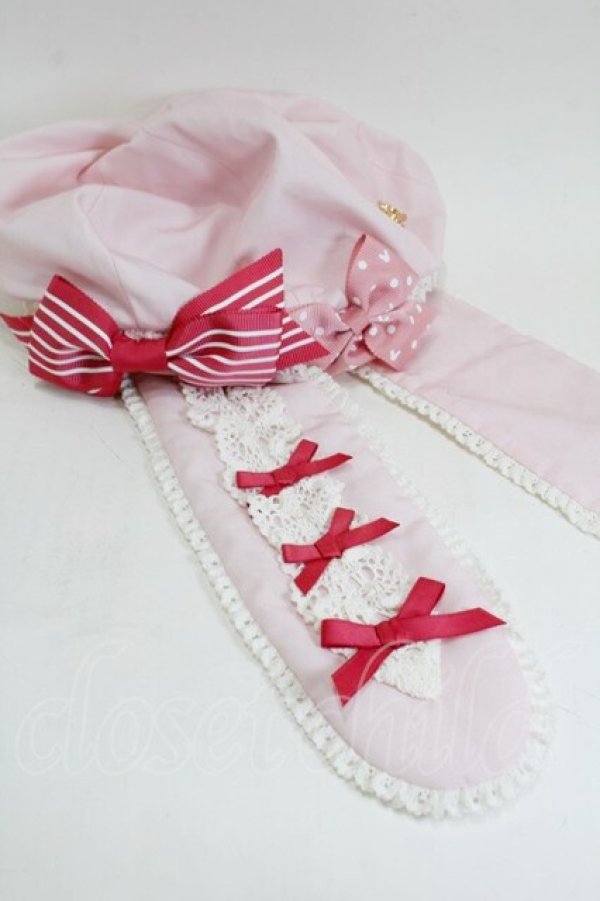 画像3: 青木美沙子x花と真珠箱 / ラビットリボン ベレー帽  ピンク S-26-01-29-011-LO-ZA-HR-ZS (3)