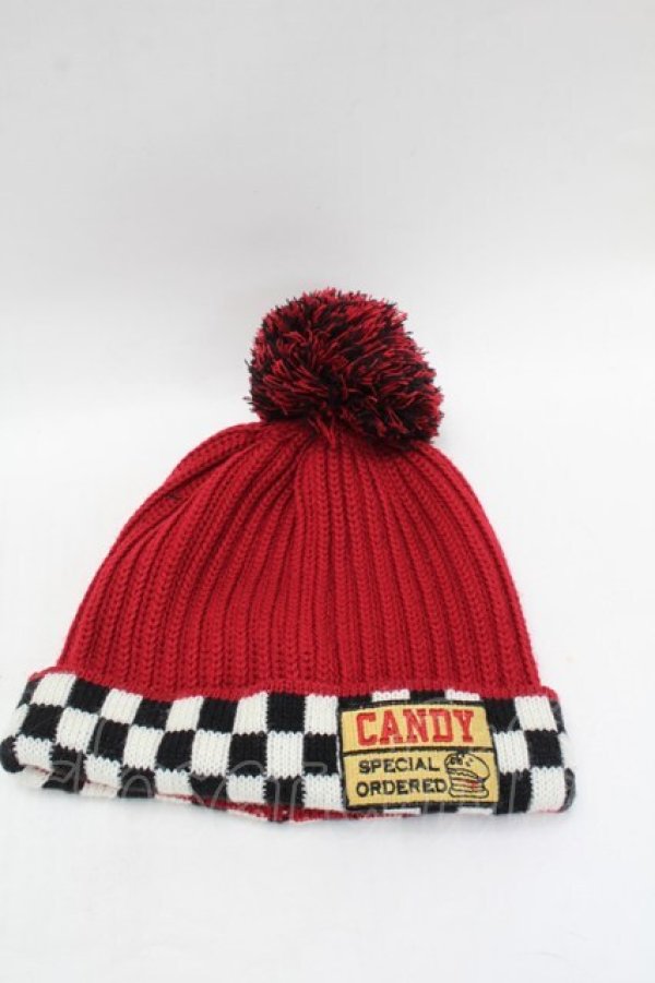 画像1: Candy Stripper / ポンポン付きニット帽  赤 S-26-01-29-012-PU-ZA-TE-ZS (1)