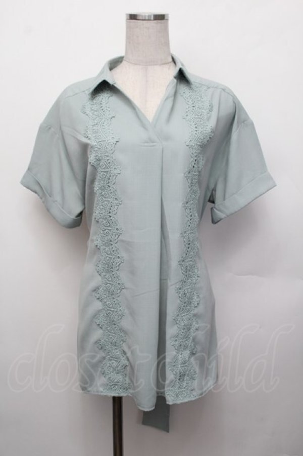 画像1: axes femme / レース使いチュニックブラウス  グリーン S-26-01-29-019-AX-BL-AS-ZS (1)