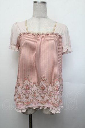 画像: axes femme / ストライプトップス  ピンク S-26-01-29-020-AX-TO-AS-ZS