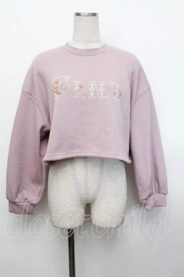 画像1: Fi.n.t / ローズクロスステッチロゴプリントスウェットプルオーバー F ラベンダー S-26-01-29-021-CA-TO-TE-ZS (1)