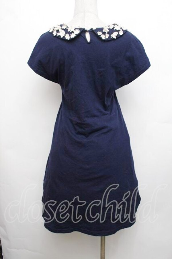 画像3: an another angelus / 花モチーフ襟ワンピース F ネイビー S-26-01-29-024-CA-OP-TE-ZS (3)
