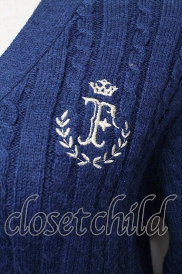 画像2: F i.n.t / モノグラムロゴ刺繍ケーブルニットカーディガン F ネイビー S-26-01-29-026-CA-TO-TE-ZS (2)