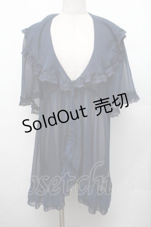 画像: axes femme / レース×チュール楊柳ガウン F ネイビー S-26-01-29-027-AX-TO-TE-ZS