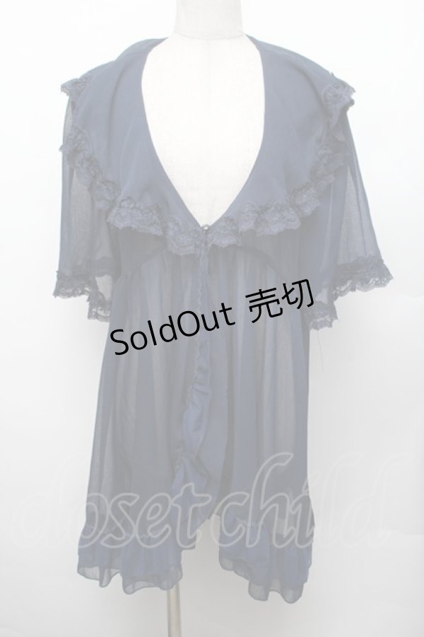 画像1: axes femme / レース×チュール楊柳ガウン F ネイビー S-26-01-29-027-AX-TO-TE-ZS (1)