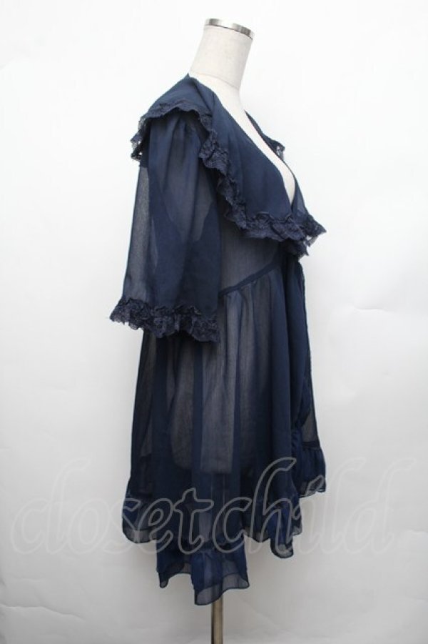 画像2: axes femme / レース×チュール楊柳ガウン F ネイビー S-26-01-29-027-AX-TO-TE-ZS (2)