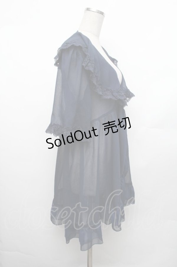 画像2: axes femme / レース×チュール楊柳ガウン F ネイビー S-26-01-29-027-AX-TO-TE-ZS (2)