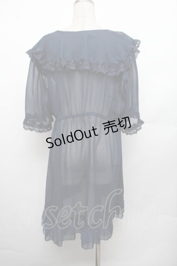 画像3: axes femme / レース×チュール楊柳ガウン F ネイビー S-26-01-29-027-AX-TO-TE-ZS (3)