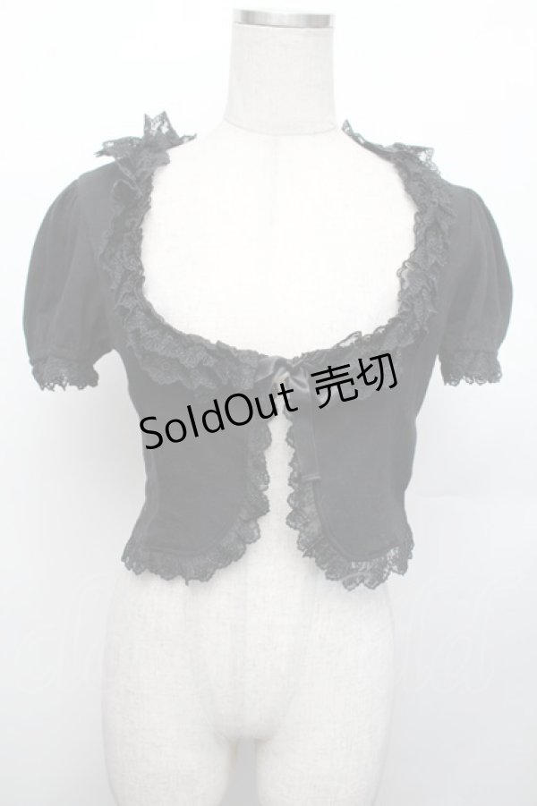 画像1: Innocent World / チュールレース半袖ボレロ  黒 S-26-01-29-028-IW-TO-AS-ZS (1)
