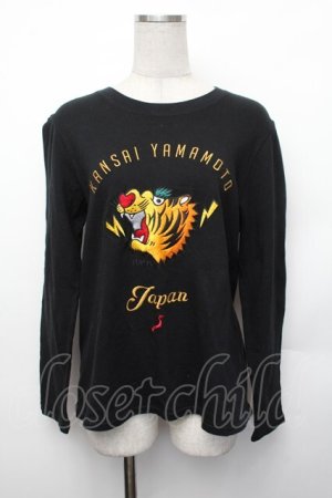 画像: KANSAI YAMAMOTO / 刺繍ロンT  黒 S-26-01-29-030-PU-TO-HR-ZS