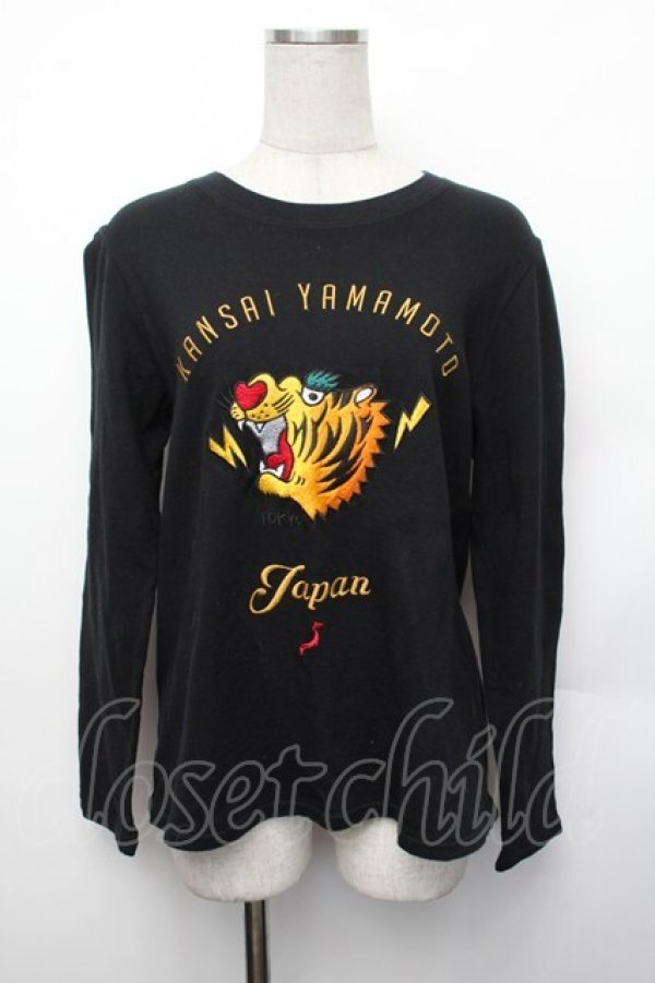 画像1: KANSAI YAMAMOTO / 刺繍ロンT  黒 S-26-01-29-030-PU-TO-HR-ZS (1)