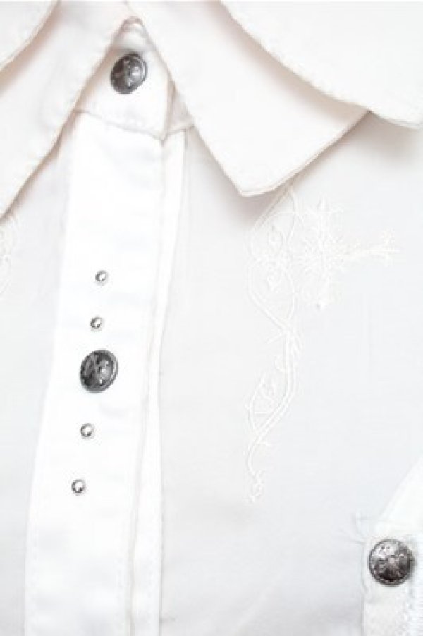 画像6: Ozz Croce / 袖チュールレイヤードロングシャツ  白 S-26-01-31-029-OO-BL-HR-ZS (6)