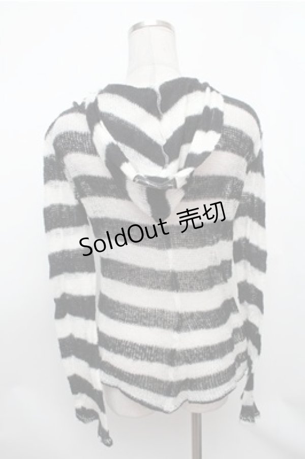 画像2: SEXY DYNAMITE LONDON / ボーダーメッシュパーカー  黒ｘ白 S-26-01-31-030-PU-TO-HR-ZS (2)