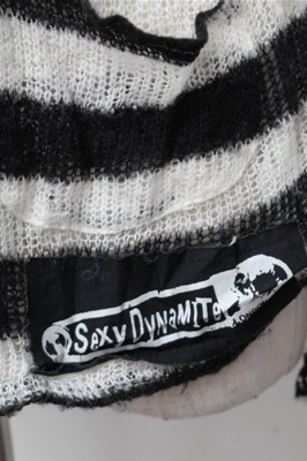 画像4: SEXY DYNAMITE LONDON / ボーダーメッシュパーカー  黒ｘ白 S-26-01-31-030-PU-TO-HR-ZS (4)