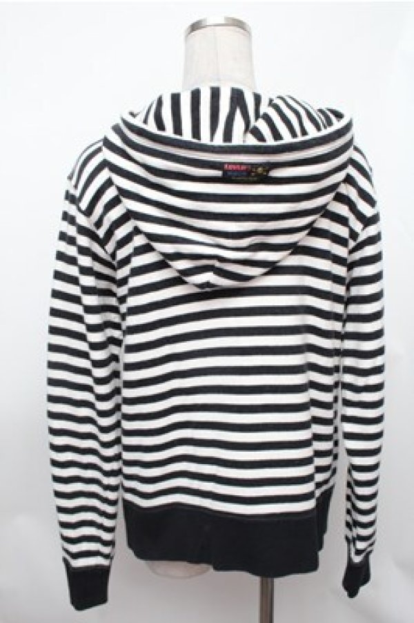 画像2: SUPER LOVERS / ボーダーパーカー  黒ｘ白 S-26-01-31-031-PU-TO-HR-ZS (2)